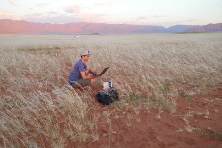 Scientist in Namib desert